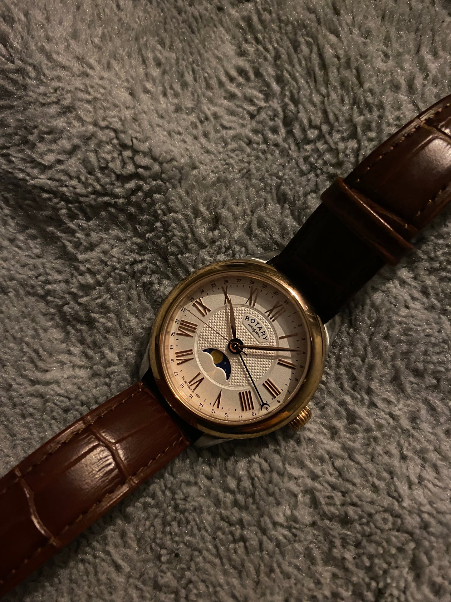 A Rotary MoonPhase Gold Plated Case 38mm