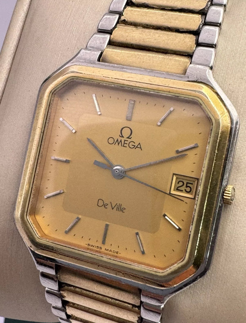 Omega De Ville Gold Plated Tank MENS 30mm Quartz