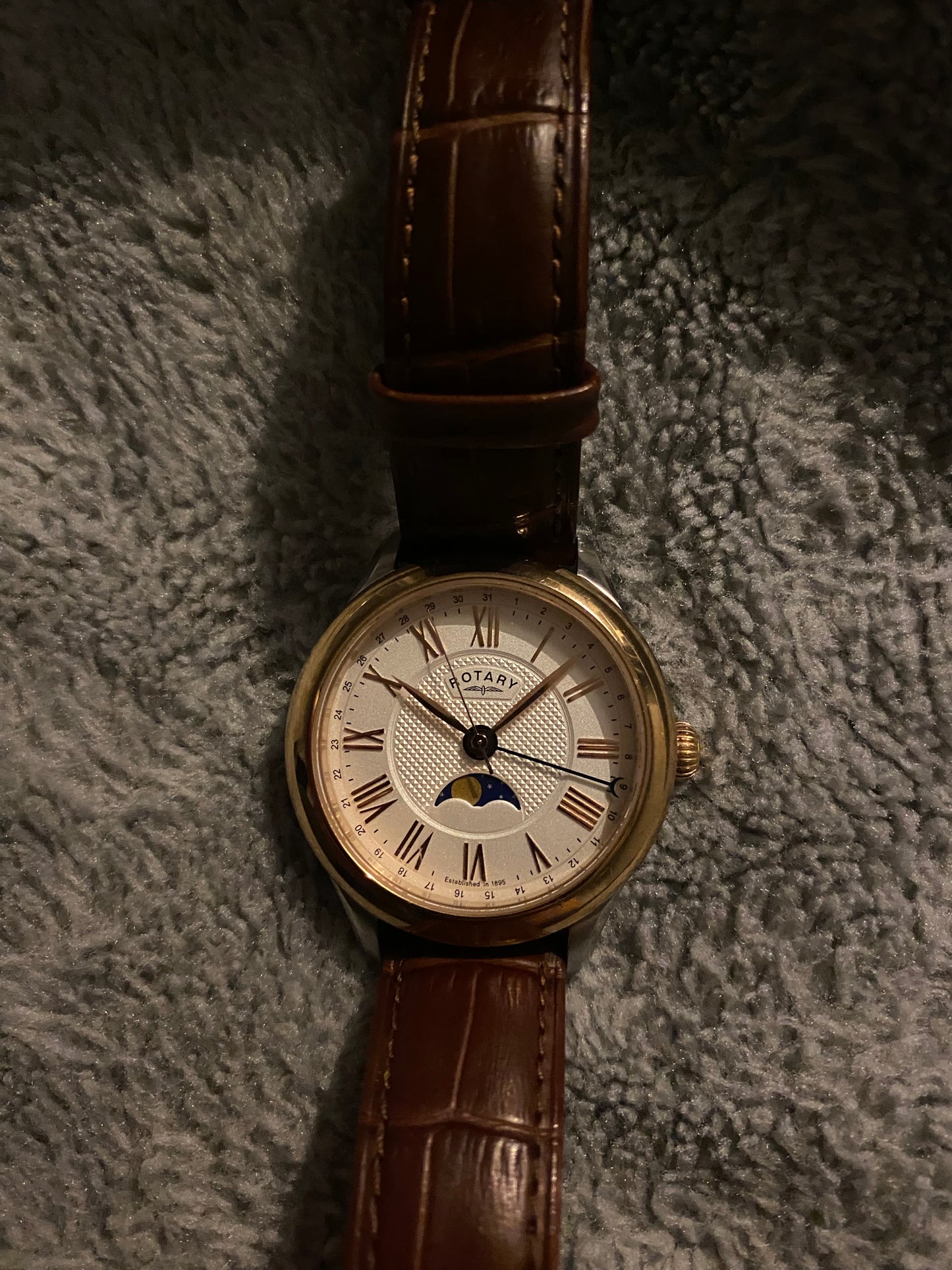 A Rotary MoonPhase Gold Plated Case 38mm