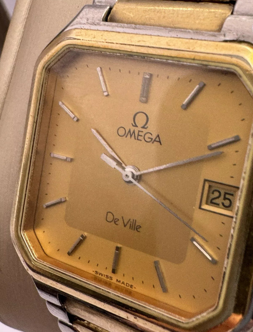 Omega De Ville Gold Plated Tank MENS 30mm Quartz