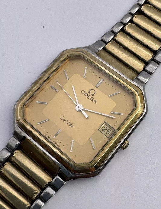 Omega De Ville Gold Plated Tank MENS 30mm Quartz