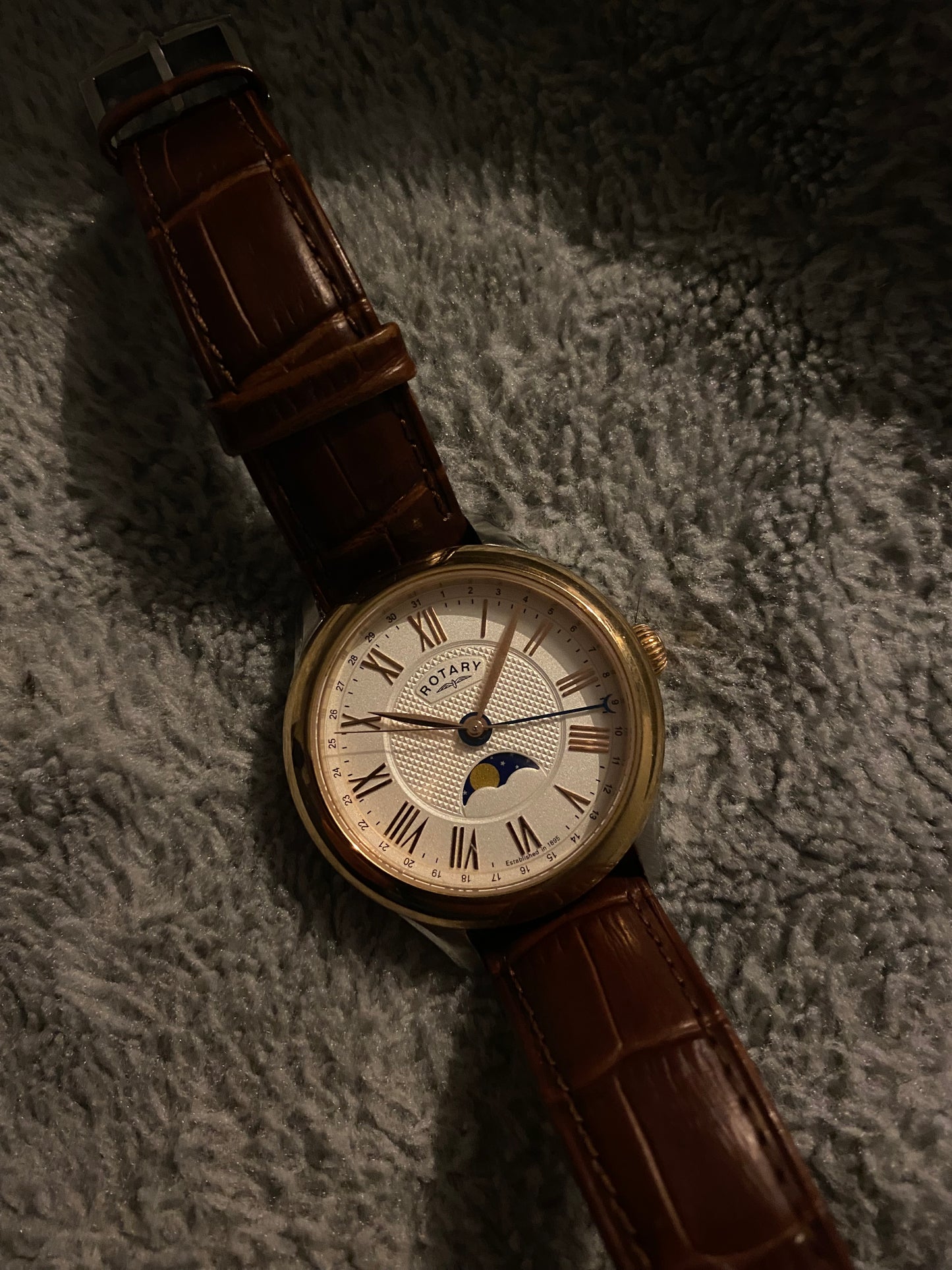 A Rotary MoonPhase Gold Plated Case 38mm